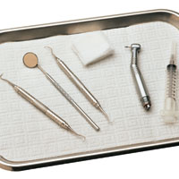 Tray of dental tools