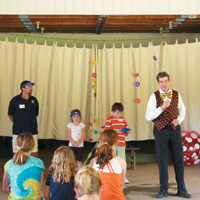 Steve Kohrherr’s onstage performing his one-man play about hemophilia