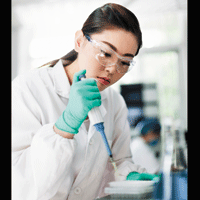 Researcher working in lab