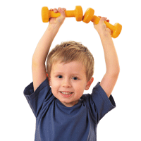 Boy with hand weights