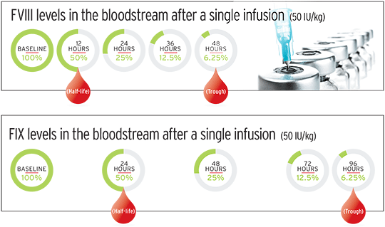 Chart Factor Levels in Blood after Infusion