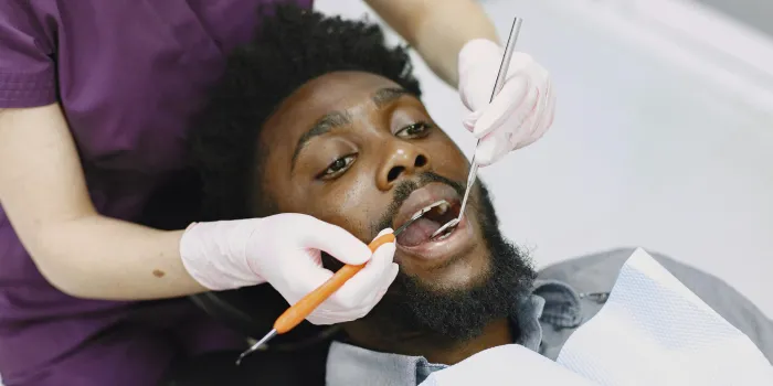 Person receiving dental care