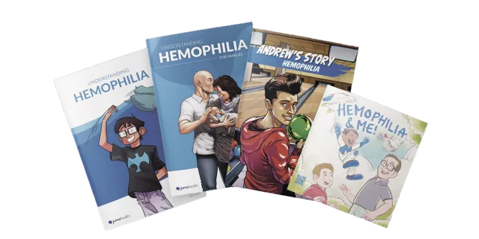 Covers of hemophilia comic books.