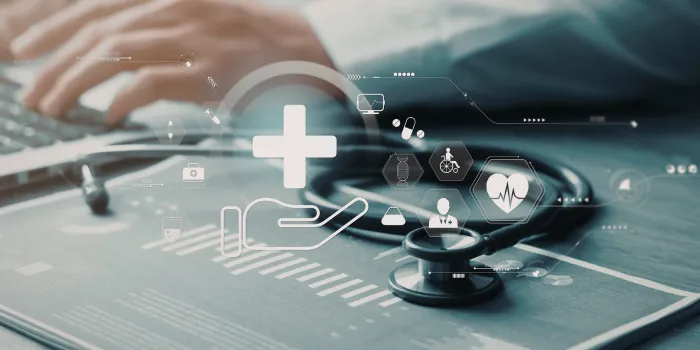 Doctor using computer