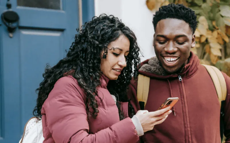 People looking at phone