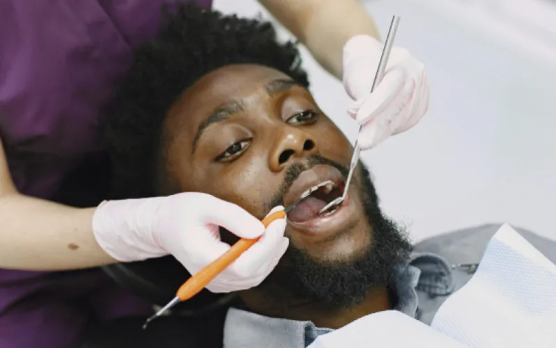 Person receiving dental care