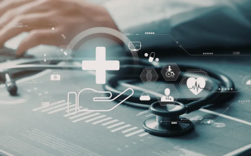 Doctor using computer