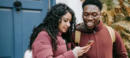 People looking at phone