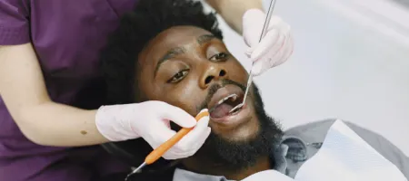 Person receiving dental care