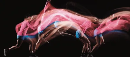 Time lapse image of a woman athlete jumping
