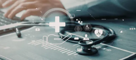 Doctor using computer