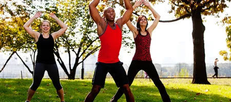 Jumping jacks in the park