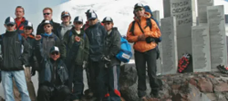 Russians with hemophilia hiking a mountain